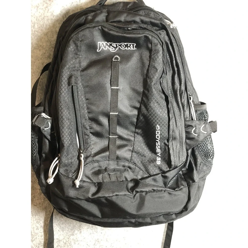 Jansport Backpack Black Odyssey 39 Bookbag Laptop School Travel Hiking Large